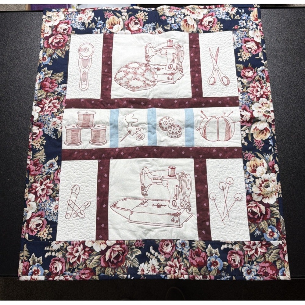 Handmade Sewing Room Quilt Wall Hanging 23.5" x 20.5" Quilting Room Decor
